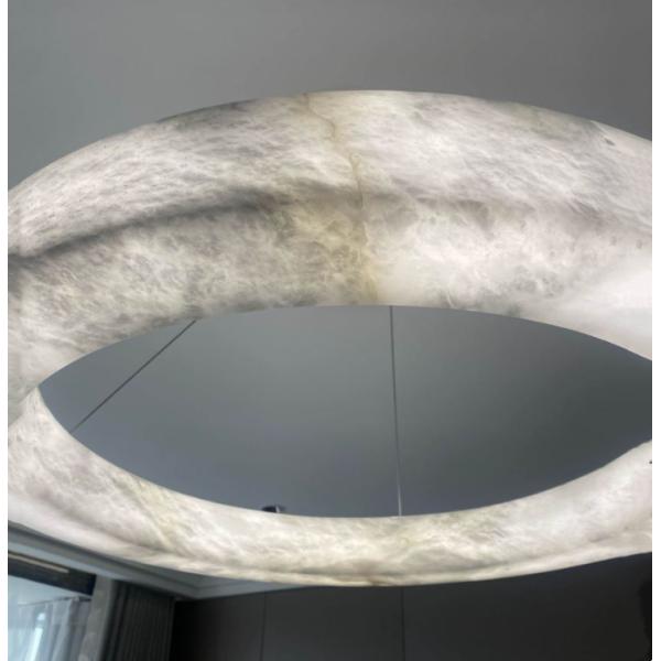 Скандинавский современный кольцо испанский алабастр камень латунь подвесная лампа люстра для гостиной