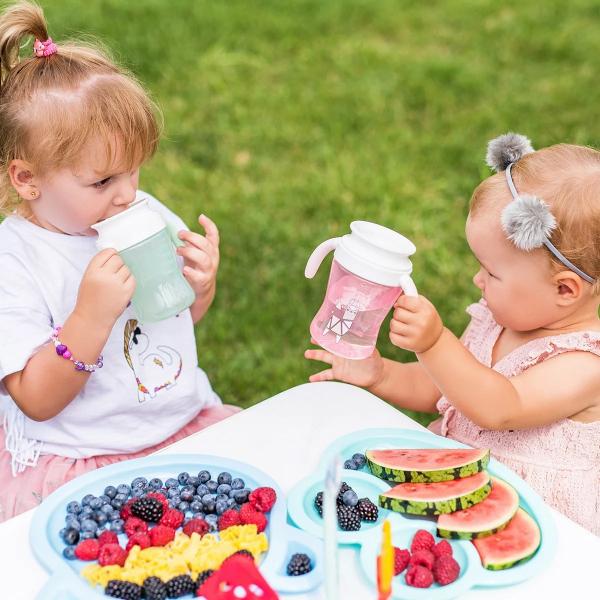 360 degrés de formation non déversement tasses d'alimentation pour nourrissons avec poignée OEM tasse à sippy à débit lent