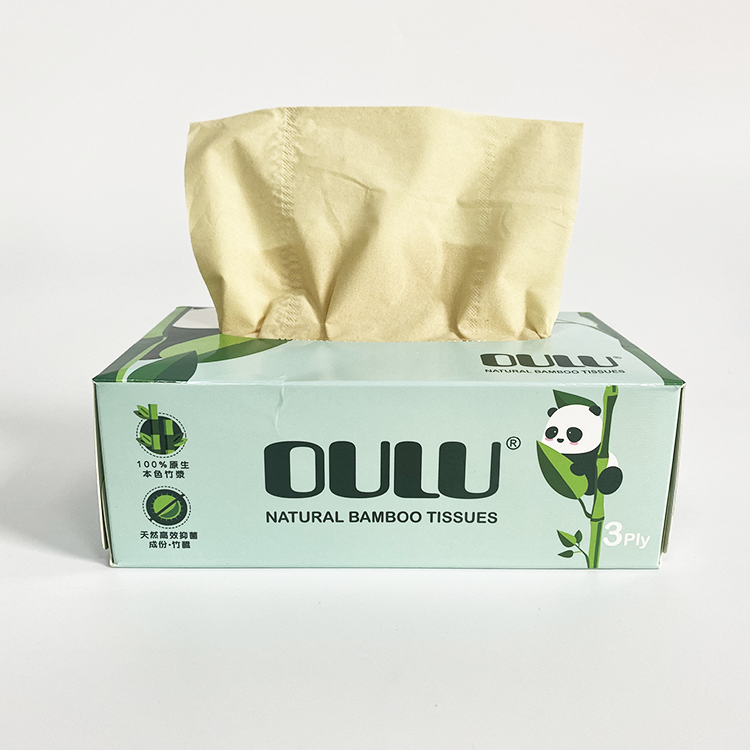 2 Ply Custom LOGO Water Soluble Facial Tissue Paper Bamboo Pulp Facial Tissue Box Packaged with Targeted Audience in Mind