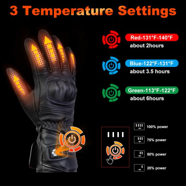 Перчатки 7.4V 12V 2200 Unisex топления электрические перезаряжаемые 2600 3000Mah