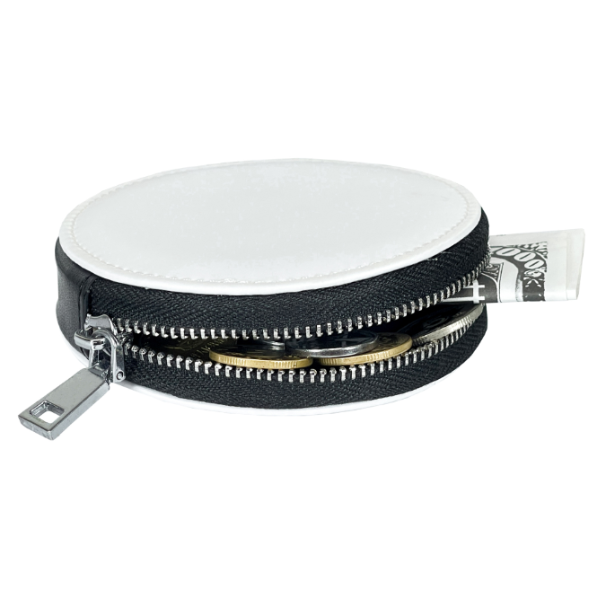 Double-Sided Sublimation Blank Leather Coin Pouch Round Mini Earphone Storage Bag Small Change Pouch