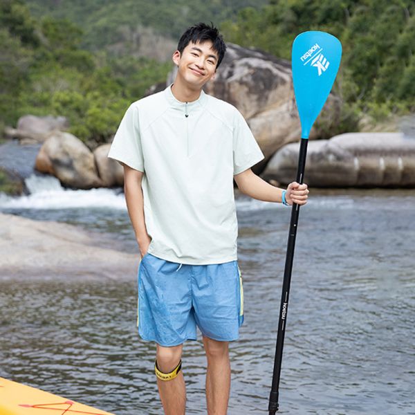 Summer Outdoor Moisture Wicking Quick Dry Sun Protection Versatile Hiking Trekking Stand Collar Couple Short Sleeve T-Shirt