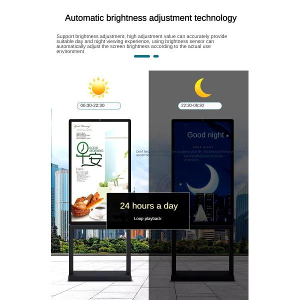 65 55 Inch Outdoor Waterproof IP66 Digital LCD Advertising Screen Freestanding for Restaurants Menu