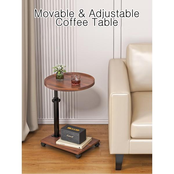 Coffee Side Table Home Living Room Furniture Small Bedside 2 Layers C Shaped End for Sofa
