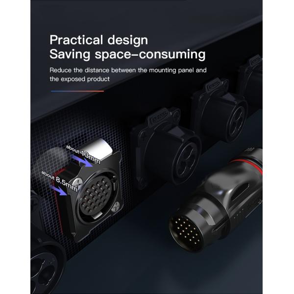 CNLINKO BD24 Plastic 19 Pin Industrial Waterproof Cable Panel Mount Connector