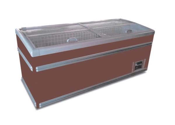 Exibição comercial do supermercado Ilha Cesto congelador Vitrine Refrigerador com porta de vidro