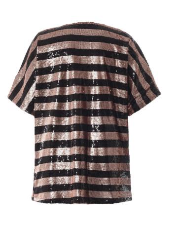 Shiny Sequin Fashion Ladies V Neck Blouse Cool Tee Shirts For Spring / Summer