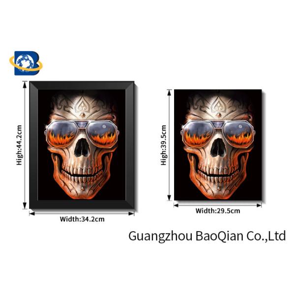 3d lenticular decorative wall 3d picture with black frame , 3d flipped image with skull