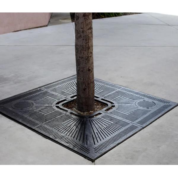 Rejilla de árbol de hierro fundido para exteriores con normas ISO9001:2015 y DIN En124 para alta capacidad de carga D400