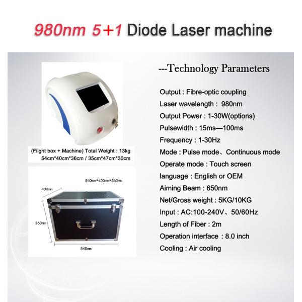 5 in 1 980nm Diode Laser Vascular Removal/Physical Therapy Device with Cold Hammer