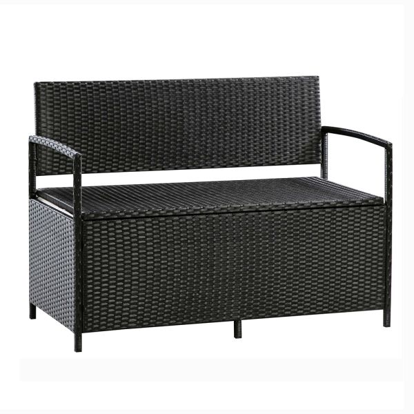 Garden Furniture Bistro Set Wicker Chair Hot Sale Iron Outdoor Rattan Seat Storage Function Chair Loveseat Storage