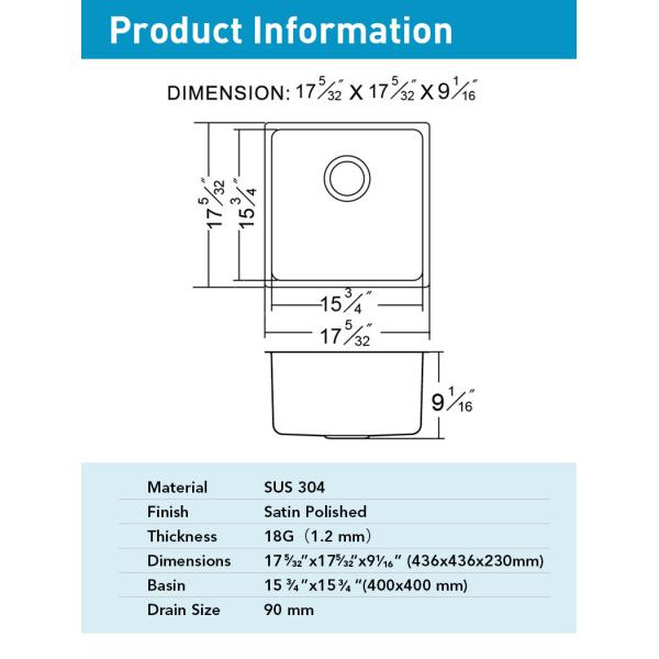 1.2mm Thick Stainless Steel Kitchen Sink Brushed Silver Color For Laundry Room