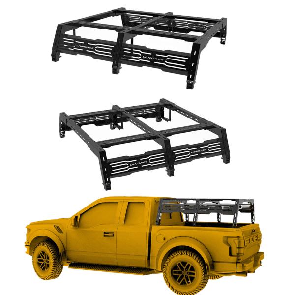 Jeep Gladiator JT Camping Bed Rack with Black Powder Coating and Multiple Accessories