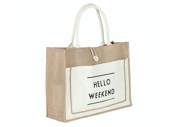Eco - Friendly Jute Shopping Bags Large Capacity With Sturdy Shoulder Straps