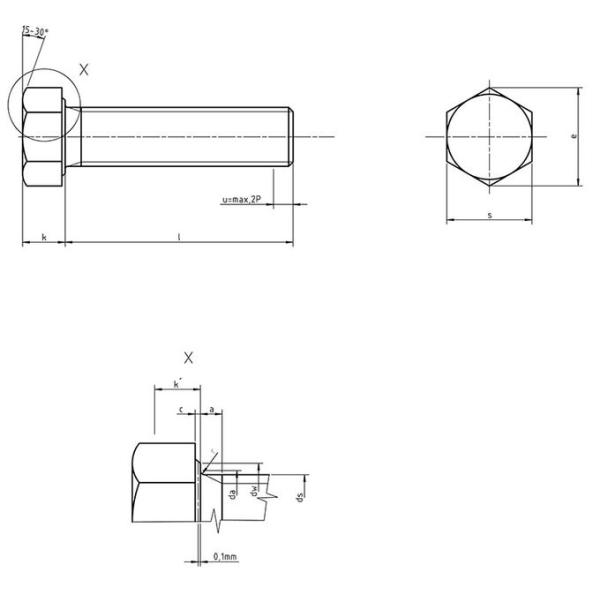 DIN933 SUS304 M6 a los tornillos de cabeza de hex. de acero inoxidables M56