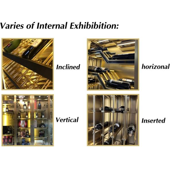 Modern Standing Metal Wine Cabinet Gold Cooling Display Wine Rack Refrigerator