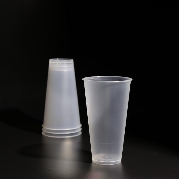 Flat Or Dome Lid BPA Free Plastic PP Cup 500ml For Takeaway Juice And Boba Tea