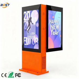 Pantalla LCD exterior de doble cara con toque capacitivo de 10 puntos 178/178 ángulo de visión y 110-240V de voltaje