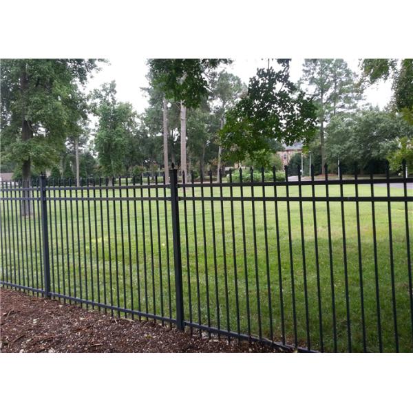 Black 2.4mm Length Tubular Security Fencing Powder Coated With Post