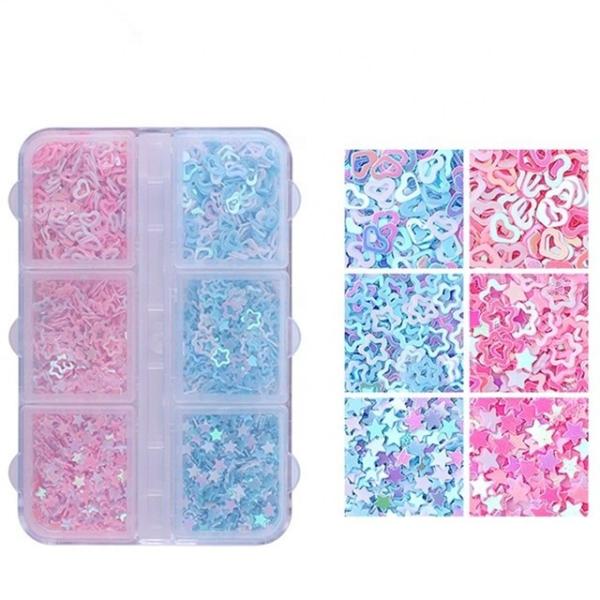 Add Sparkle to Your Decoration Parties with 6 Box Set of PVC Sequins Star Heart Moon Number and Elephant Shapes 3mm Size