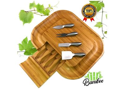 Appetizers & Crackers Bamboo Cheese Serving Set , Wooden Cheese Platter Board