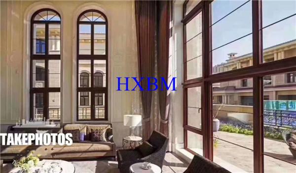 Larch Wood 12A Aluminium Double Glazed Windows Powder Coated ISO9001