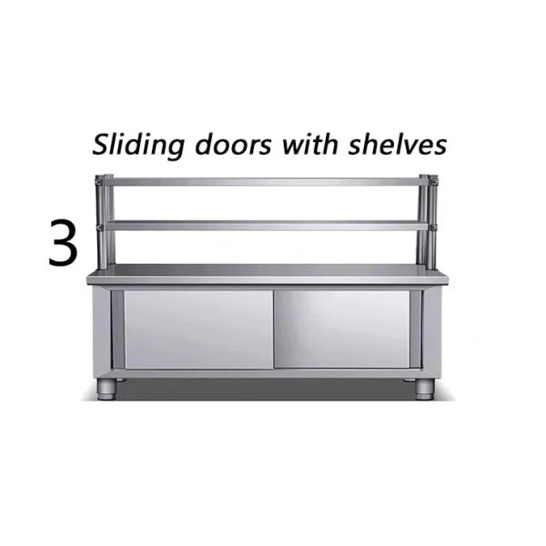 Ресторанный стол из нержавеющей стали и раковина с двумя дверями