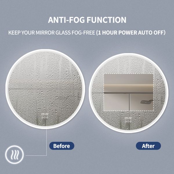Acrylic Framed Black Round Bathroom Mirror Aluminum Backing Smart Bathroom Vanity Mirrors