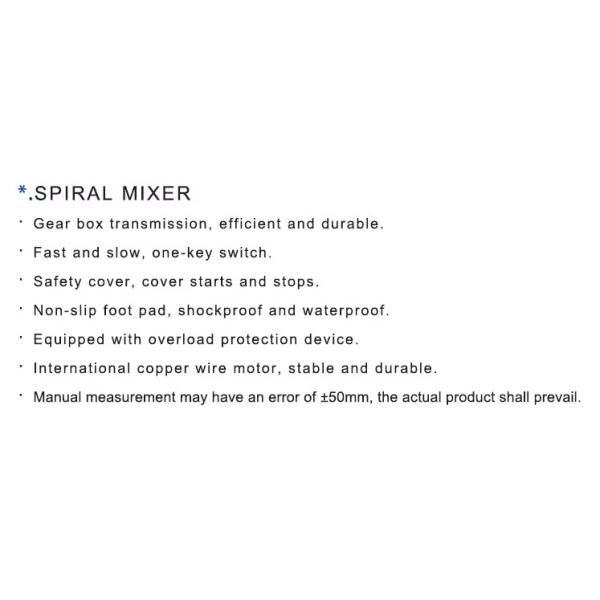 Hot Sale Commercial Mixer Bakery Dough Flour Spiral Dough Mixers