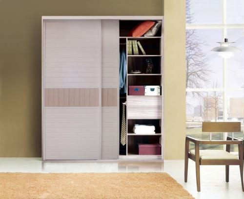 Sliding door Particle Board Wardrobe With Trouser Hanger Rack Clothes Rail