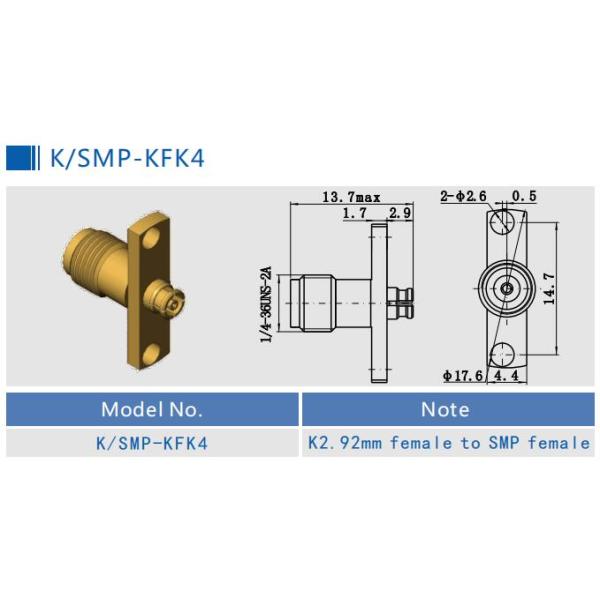 Женщина переходника k соединителя RF нержавеющей стали к типу SMP женскому прямому