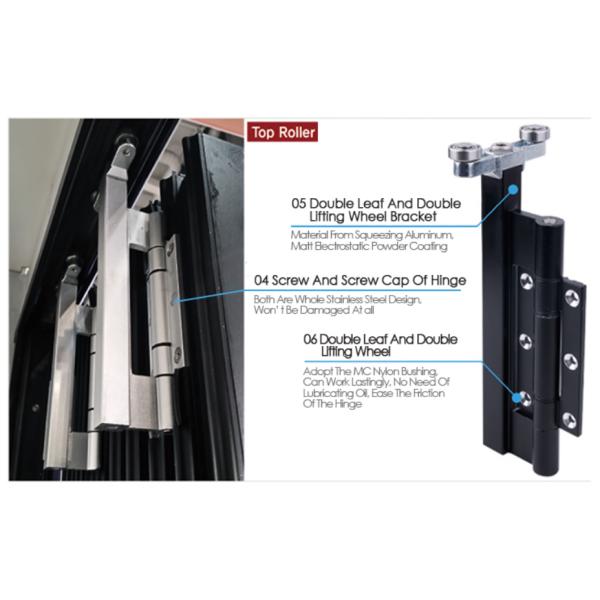 Insulated Aluminum Framed Door Patio Accordion Folding Glass 10mm thickness