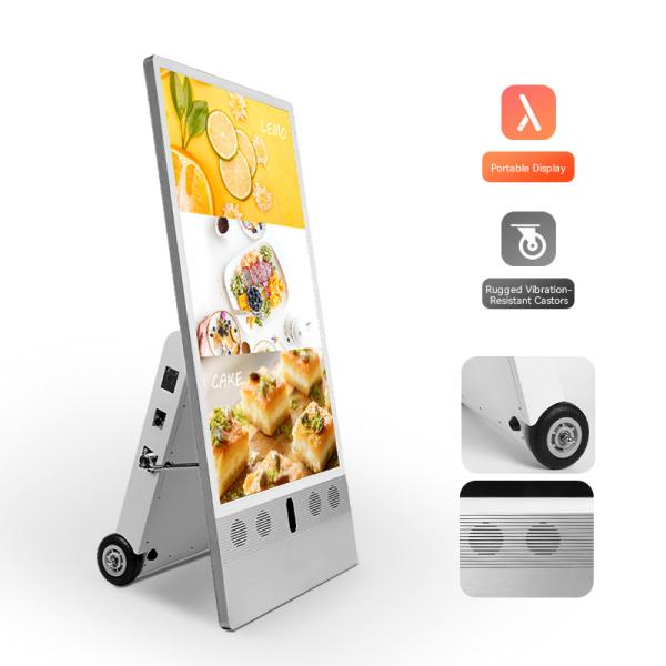 Semi Door 43 Inch Outdoor Movable Totem Battery Powered Lcd Digital Signage 1500 Nits