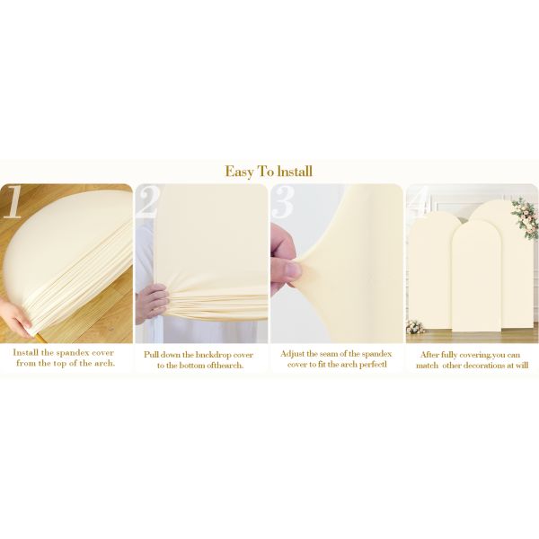 3 Piece Beige Arch Covers Set, Arch Backdrop Cover Spandex Wedding Arch Stand Covers