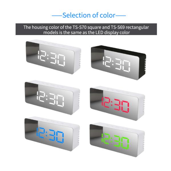 Household Thermometers Creative LED Mirror Digital Electronic Clock For Bedside Gift