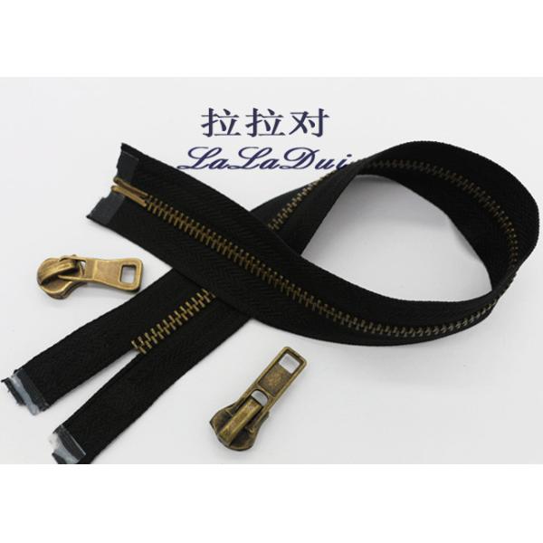 High Polished Metal Purse Double Slider Zipper , Antique Brass Teeth 2 Way Open Ended Zips