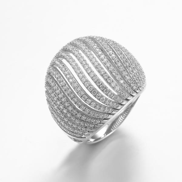 родий колец 6.04g 925 серебряный CZ покрыл стерлинговое серебряное блокируя кольцо