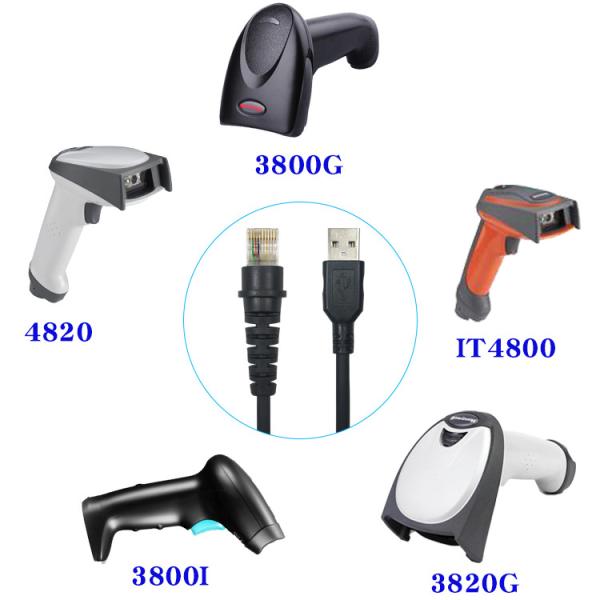 7FT 5V Black USB Scanner Cable For Honeywell HHP 3800G 4600G