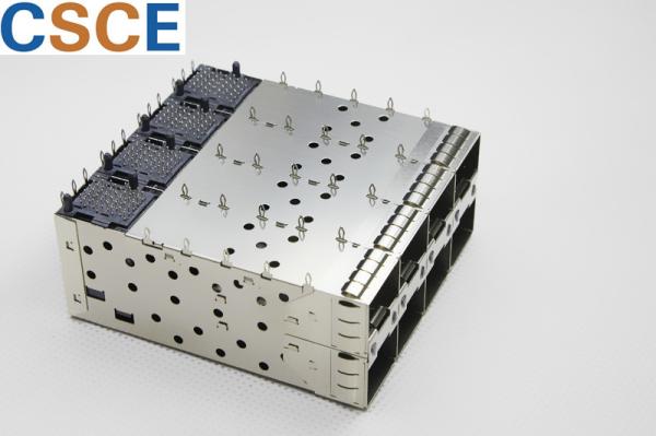 2 * 4 Cage Silvery SFP Fiber Connector , SFP Port Connector Thickness 0.25mm