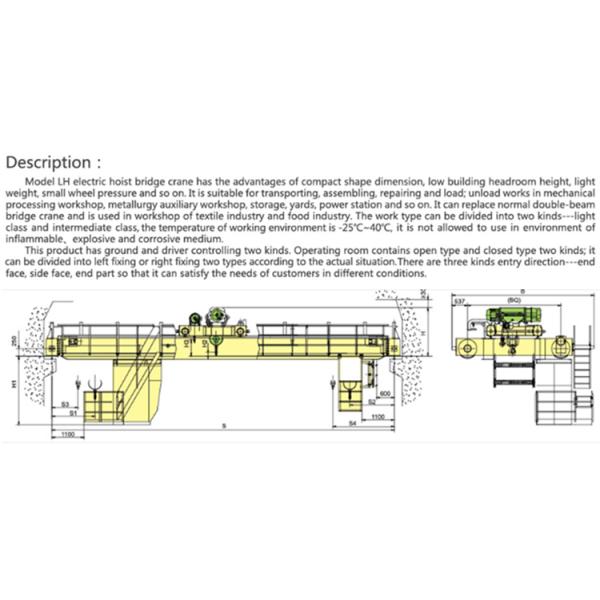 Workshop Electric Hoist Overhead Bridge Crane Double Girder LH Model