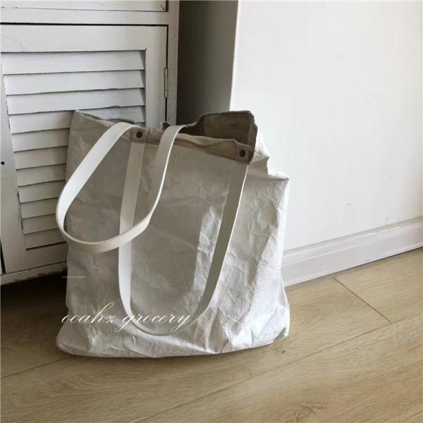 Unisex Large Kneaded Washable Kraft Paper Hand Bag with Custom Logo and Single Handle