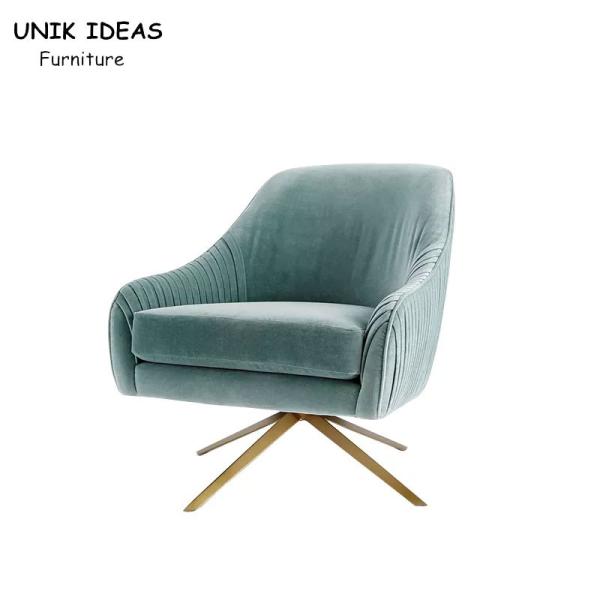 Luxury 85cm Single Seat Sofa Chair Nordic Rotating Stainless Steel Leisure Swivel Chair