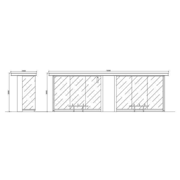Metal Station Forecast L4.4m LCD Bus Waiting Shed