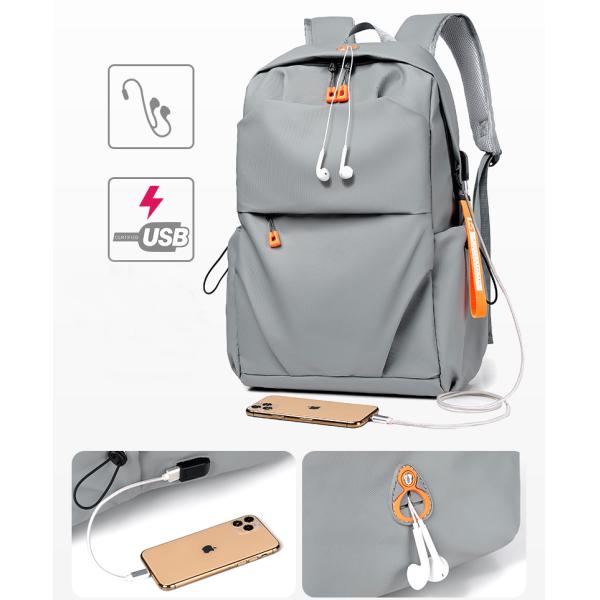 Grey Waterproof Travel Laptop Backpack Anti Theft Backpack With Usb Charging Port