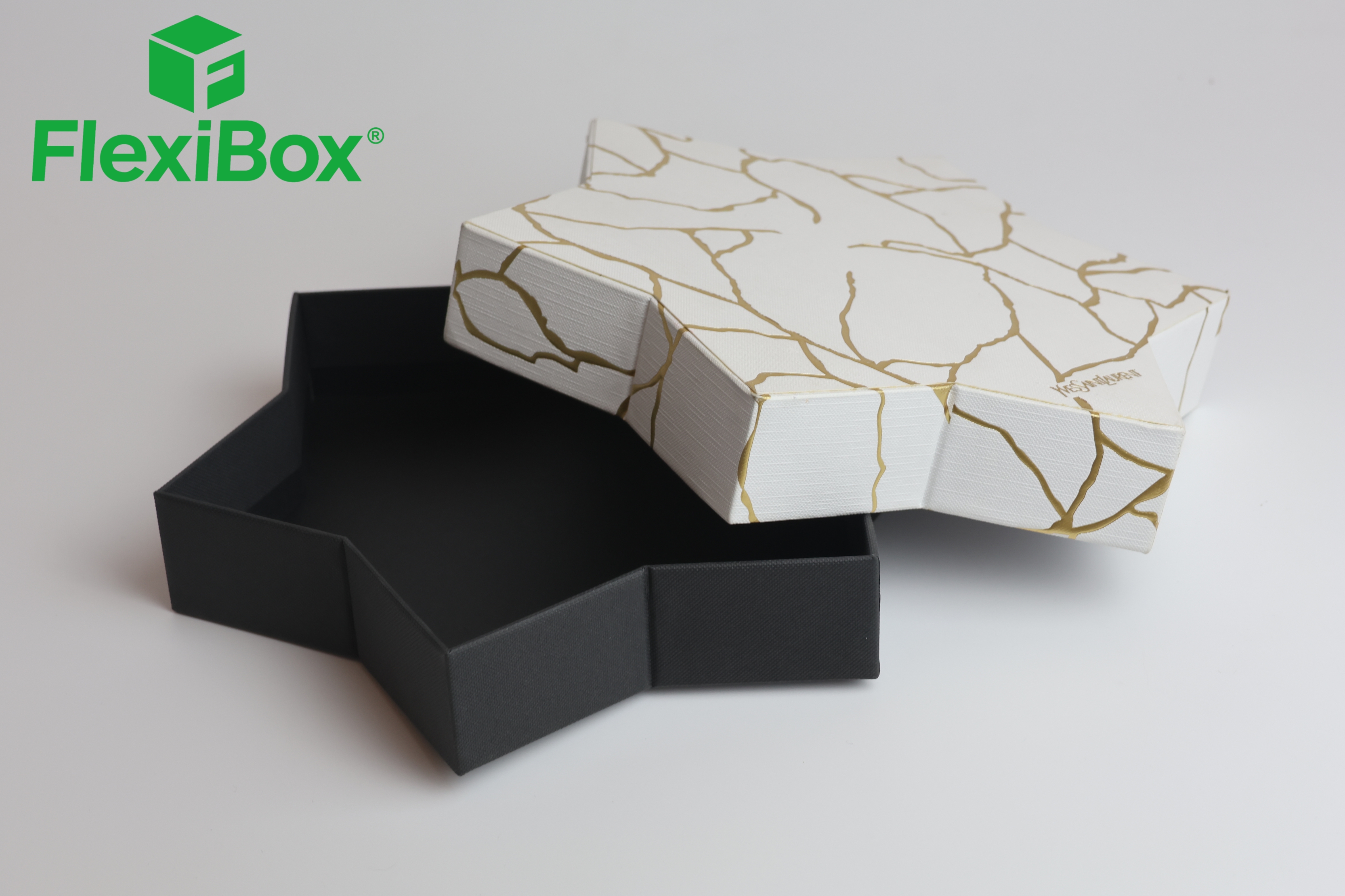 Luxury Star-Shaped Gift Box with Golden Marble Crack Pattern and Customizable Sizes and Colors