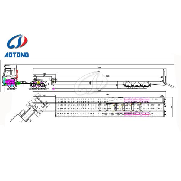 Высокая полезная нагрузка Aotong Гидравлическая система рулевой рампы низкая кровать полуприцеп грузовик 9м 13м