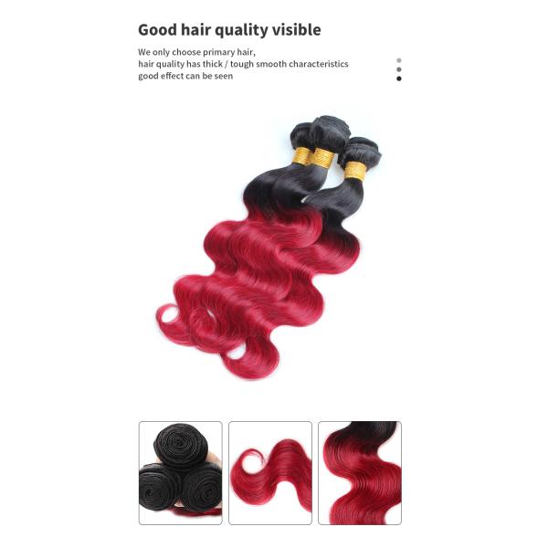 100g 1b Bug Body Red Ombre Hair Bundles Unprocessed Virgin Hair Bundles
