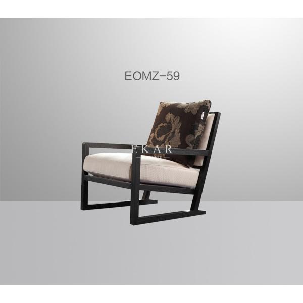 Wooden Frame Fabric Upholstered Arm Modern Leisure Chair