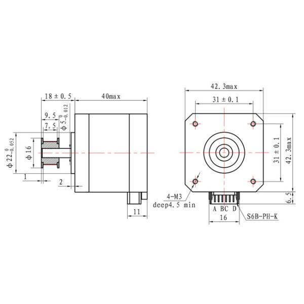 Мотор NEMA 17】 42x42x40mm 【42SHD0229 гибридный Stepper с шестерней 0.38Nm для принтера оси 3D XYZ