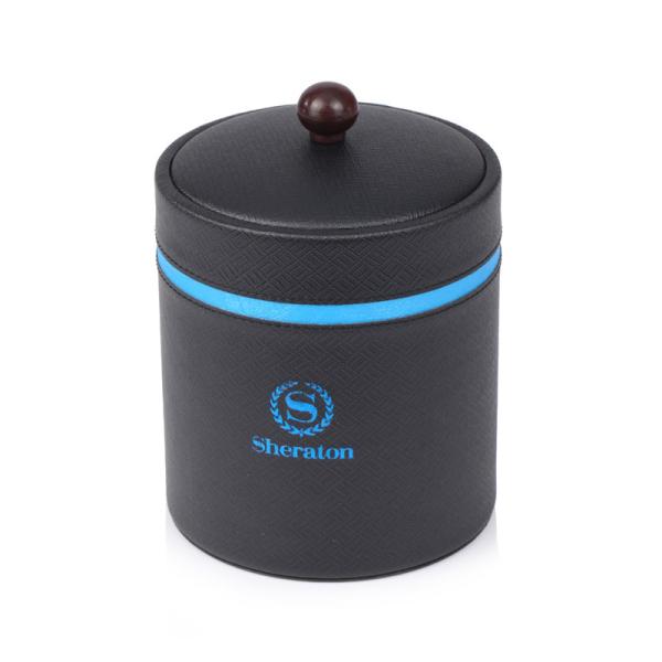 Fire resistance black/ blue pu tissue box hotel room supplies